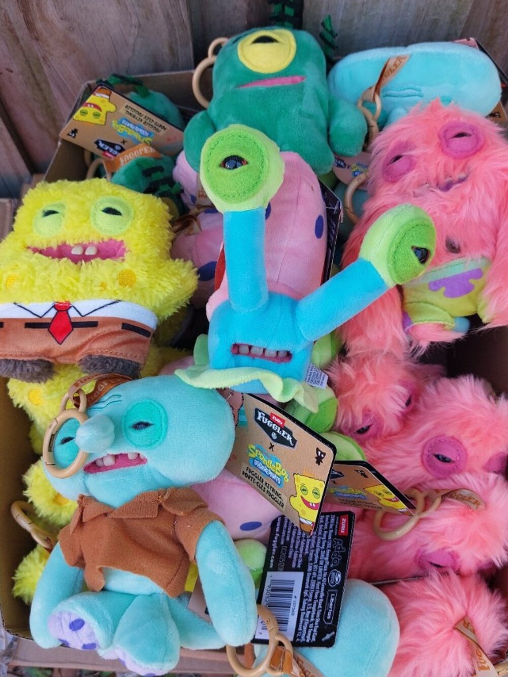 SpongeBob SquarePants x Fuggler Keyring Plush Set Of 5 Zuru Keychain Clip New